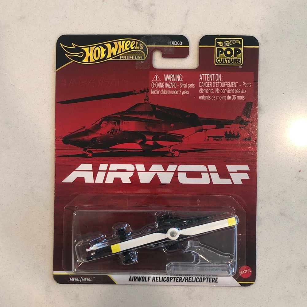 Mattel Hot Wheels Airwolf Helicopter - Black and White